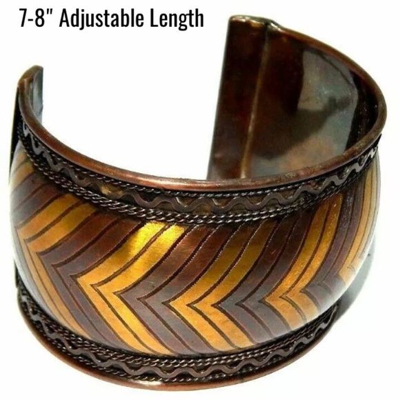 Vintage Copper Brass Handmade Thick Cuff Bangle - Picture 4 of 4